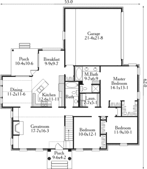 Home Plan - Colonial Floor Plan - Main Floor Plan #406-191