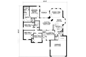 Floor Plan - Main Floor for European House Plan #40-356 - 4 bed, 2 bath
