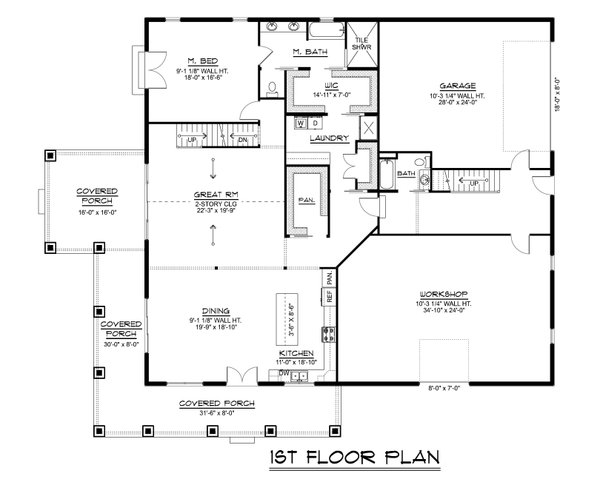 House Blueprint - Barndominium Floor Plan - Main Floor Plan #1064-422
