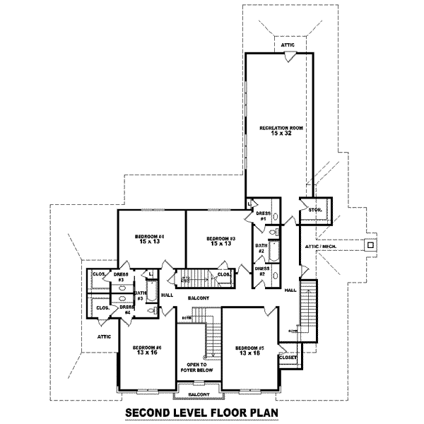 Colonial Floor Plan - Upper Floor Plan #81-1647