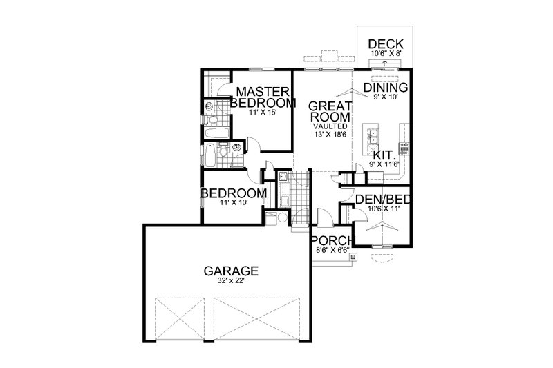 House Design - Floor Plan - Main Floor for Craftsman House Plan #112-183 - 3 bed, 2 bath