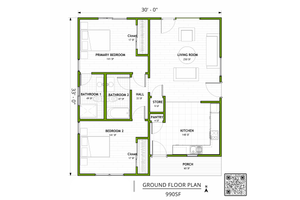 Floor Plan - Main Floor for Modern House Plan #1106-17 - 2 bed, 2 bath