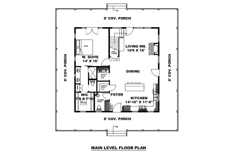 Dream House Plan - Floor Plan - Main Floor for Farmhouse House Plan #117-935 - 3 bed, 2.5 bath