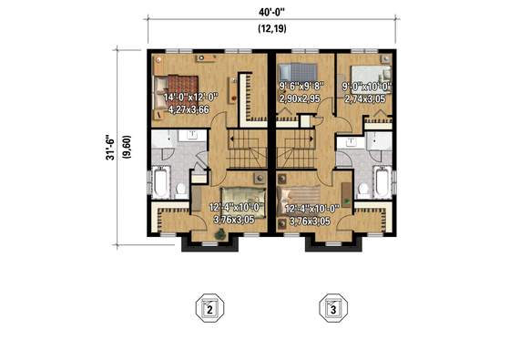 Floor Plan - Upper Floor 1 for Contemporary House Plan #25-4378 - 5 bed, 2 bath