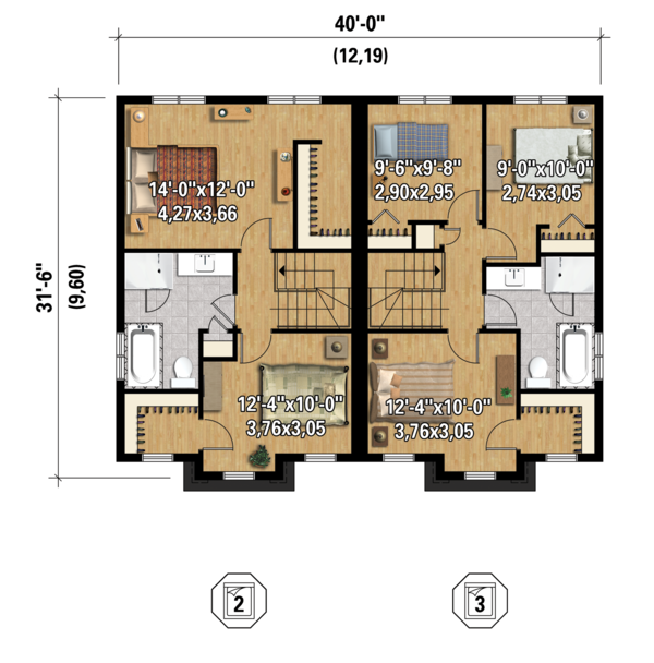 Contemporary Floor Plan - Upper Floor Plan #25-4378