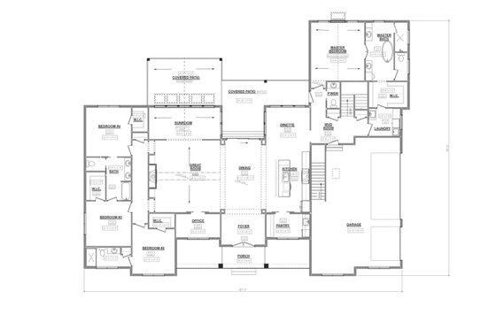 Floor Plan - Main Floor for Farmhouse House Plan #1089-12 - 4 bed, 3.5 bath