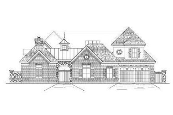 Exterior - Front Elevation for European House Plan #411-834 - 3 bed, 3.5 bath