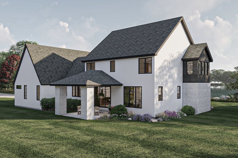 House Blueprint - Exterior - Rear Elevation for Modern House Plan #455-532 - 4 bed, 4.5 bath