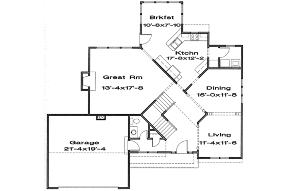 Floor Plan - Main Floor for Traditional House Plan #6-103 - 4 bed, 2.5 bath