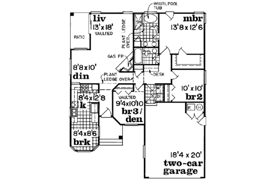 Floor Plan - Main Floor for Traditional House Plan #47-204 - 3 bed, 2 bath
