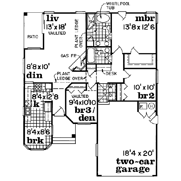 Floor Plan - Main Floor for Traditional House Plan #47-204 - 3 bed, 2 bath