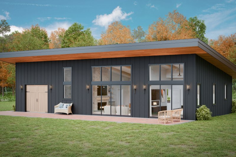 House Blueprint - Exterior - Rear Elevation 1 for Cabin House Plan #1089-54 - 1 bed, 1.5 bath