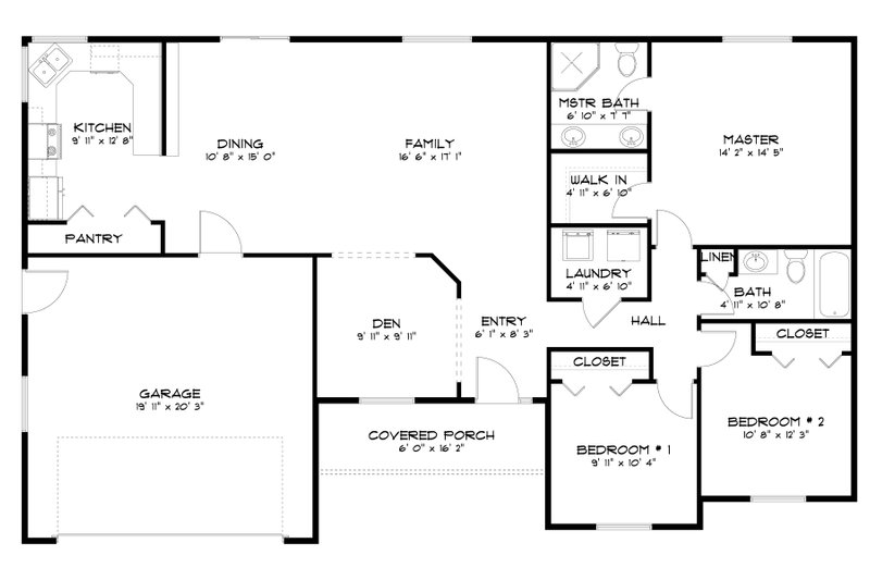 Architectural House Design - Floor Plan - Main Floor for Traditional House Plan #1060-217 - 3 bed, 2 bath