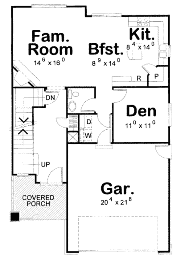 Floor Plan - Main Floor for Craftsman House Plan #20-1692 - 3 bed, 3 bath