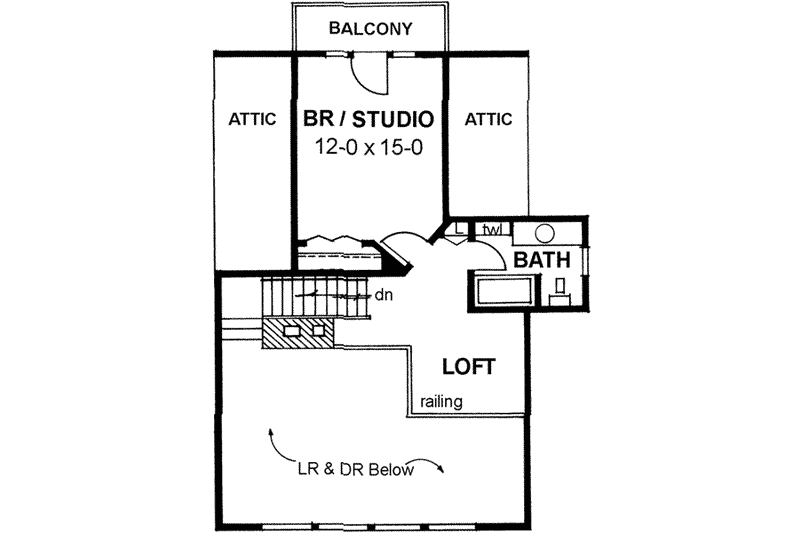 House Blueprint - Floor Plan - Upper Floor for Modern House Plan #126-103 - 3 bed, 2.5 bath