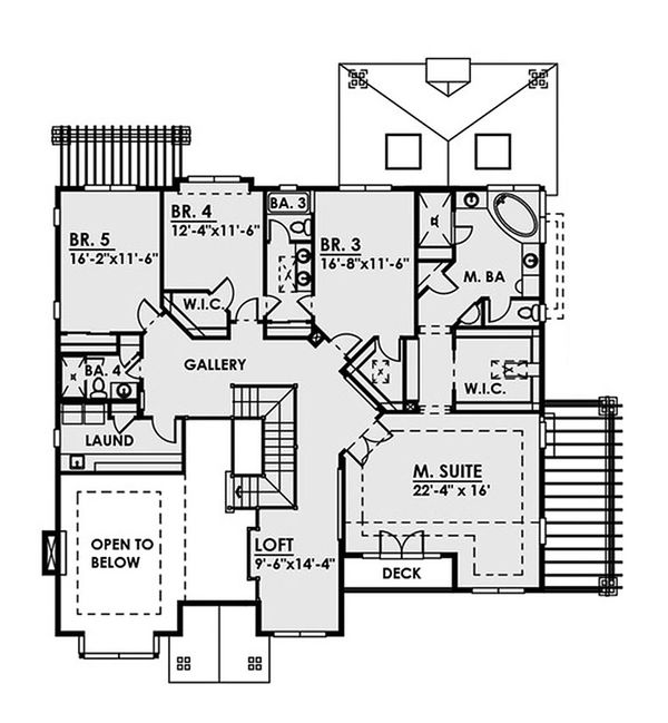 House Plan Design - Contemporary Floor Plan - Upper Floor Plan #1066-36