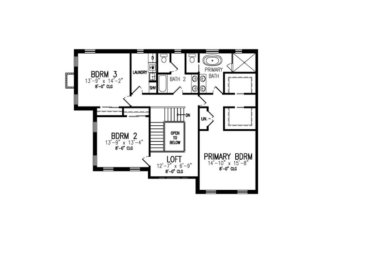 Architectural House Design - Floor Plan - Upper Floor for Farmhouse House Plan #497-67 - 3 bed, 2.5 bath