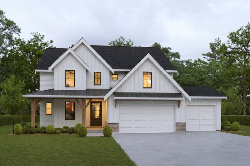 House Blueprint - Exterior - Front Elevation 2 for Farmhouse House Plan #1114-68 - 4 bed, 3.5 bath