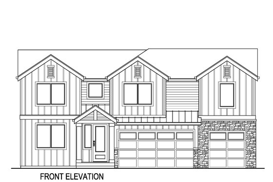 Exterior - Front Elevation 3 for Farmhouse House Plan #569-50 - 4 bed, 2.5 bath