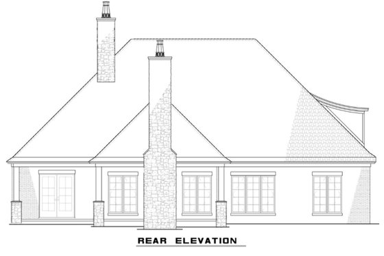 Exterior - Rear Elevation 3 for European House Plan #17-3416 - 4 bed, 4.5 bath