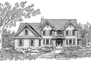 Exterior - Front Elevation 3 for Colonial House Plan #929-632 - 4 bed, 3.5 bath