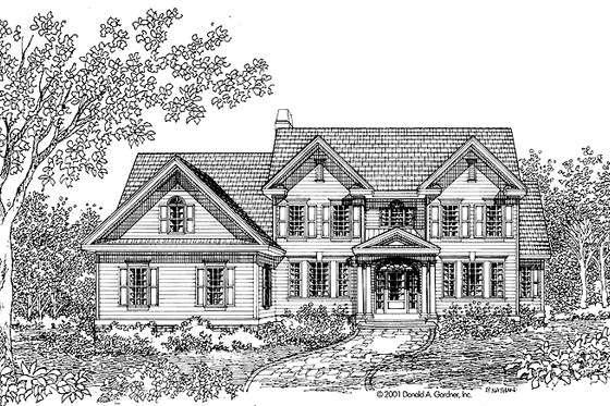 Exterior - Front Elevation 3 for Colonial House Plan #929-632 - 4 bed, 3.5 bath
