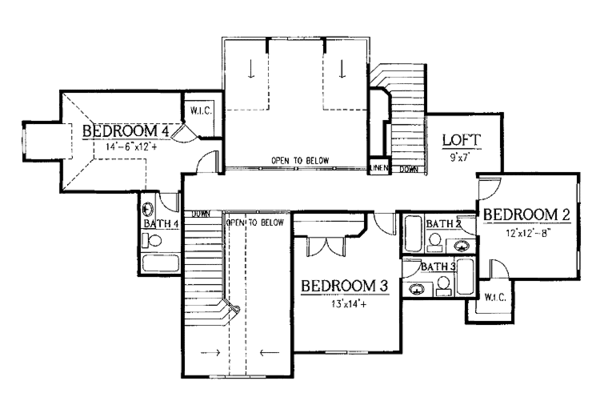 House Blueprint - European Floor Plan - Upper Floor Plan #437-66