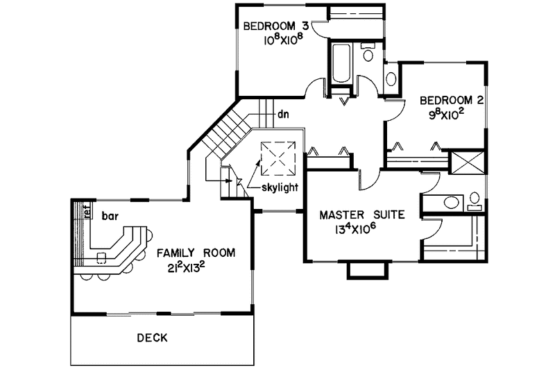 Home Plan - Floor Plan - Upper Floor for Contemporary House Plan #60-865 - 2 bed, 2.5 bath
