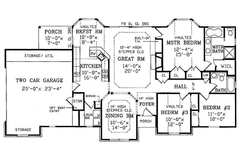 Home Plan - Floor Plan - Main Floor for Ranch House Plan #314-192 - 3 bed, 2 bath