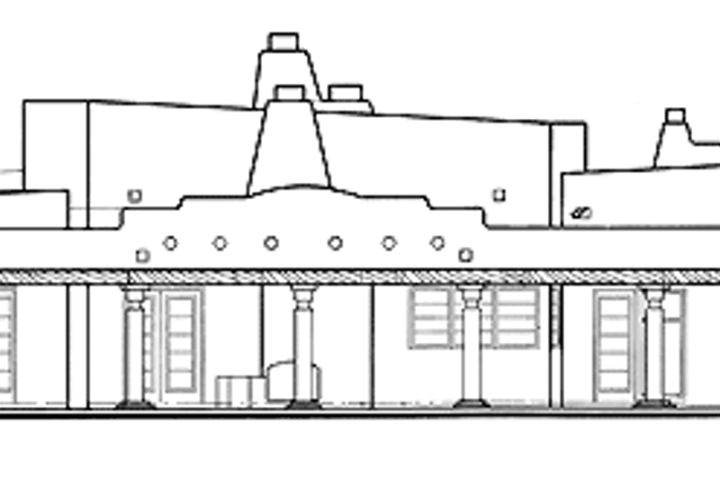Architectural House Design - Exterior - Rear Elevation for Adobe / Southwestern House Plan #72-926 - 4 bed, 3.5 bath