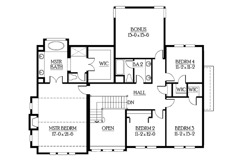 Home Plan - Floor Plan - Upper Floor for Craftsman House Plan #132-248 - 4 bed, 2.5 bath