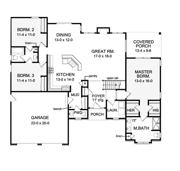 Dream House Plan - Ranch Floor Plan - Main Floor Plan #1010-26