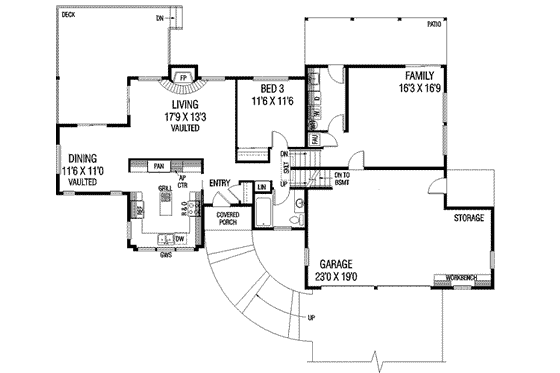 Floor Plan - Main Floor for Traditional House Plan #60-211 - 3 bed, 3 bath