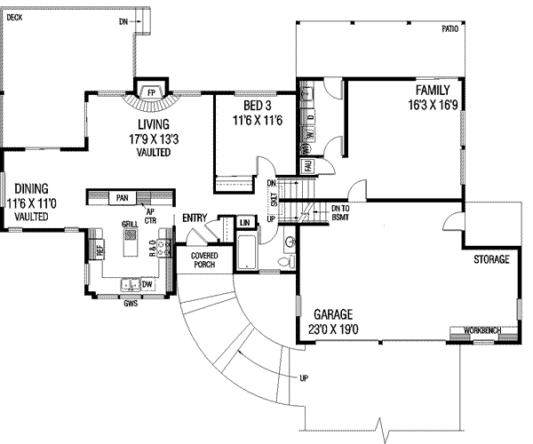 House Blueprint - Traditional Floor Plan - Main Floor Plan #60-211