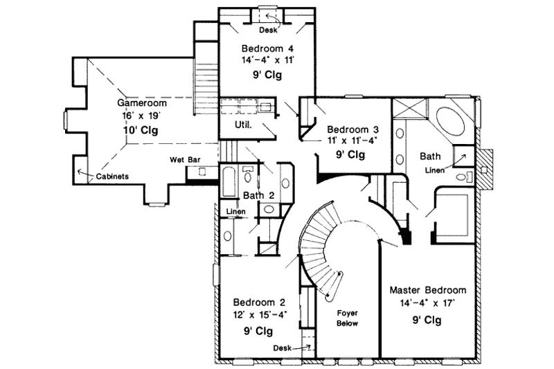 Dream House Plan - Floor Plan - Upper Floor for Colonial House Plan #410-400 - 4 bed, 2.5 bath
