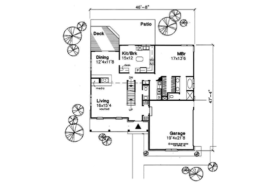 Floor Plan - Main Floor for Traditional House Plan #50-156 - 4 bed, 2.5 bath