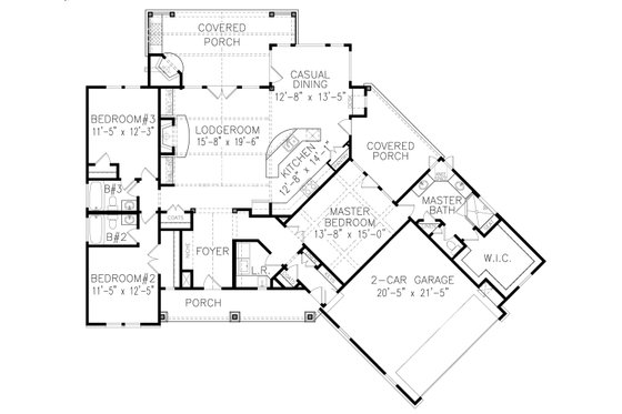 Floor Plan - Main Floor for Craftsman House Plan #54-501 - 3 bed, 3 bath