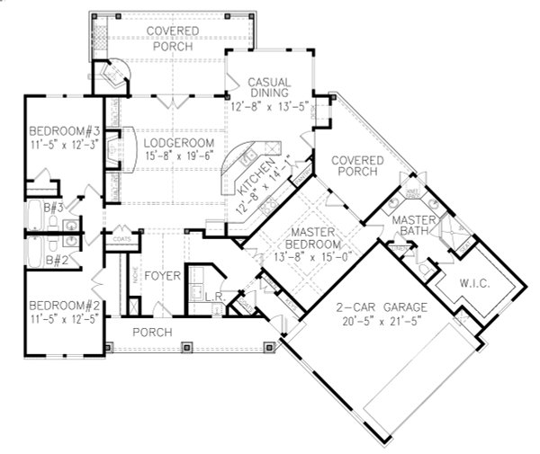 Architectural House Design - Craftsman Floor Plan - Main Floor Plan #54-501