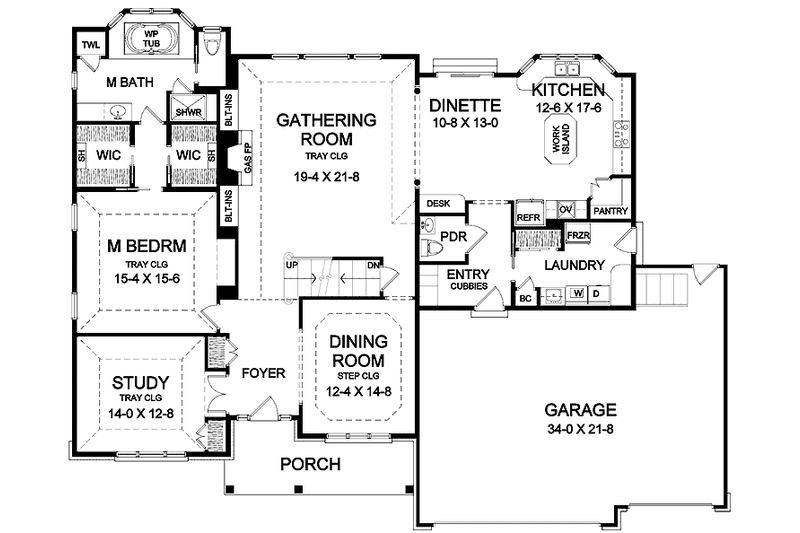 House Plan Design - Floor Plan - Main Floor for Traditional House Plan #328-389 - 4 bed, 3.5 bath