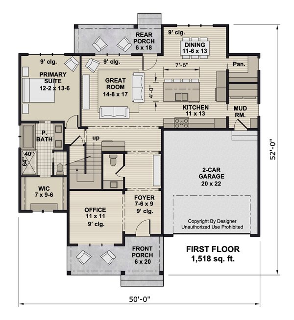Farmhouse Floor Plan - Main Floor Plan #51-1363