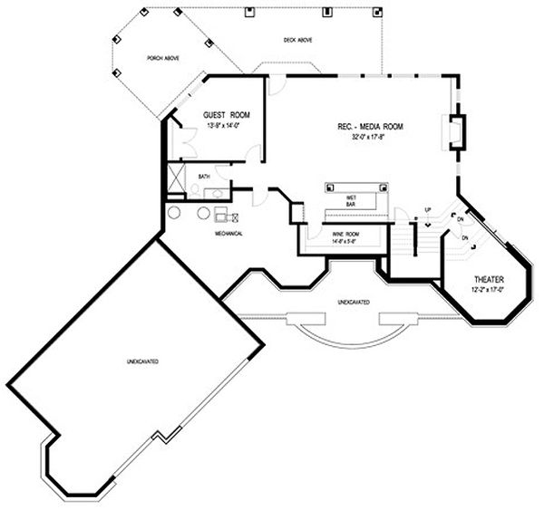 Architectural House Design - Traditional Floor Plan - Lower Floor Plan #56-600