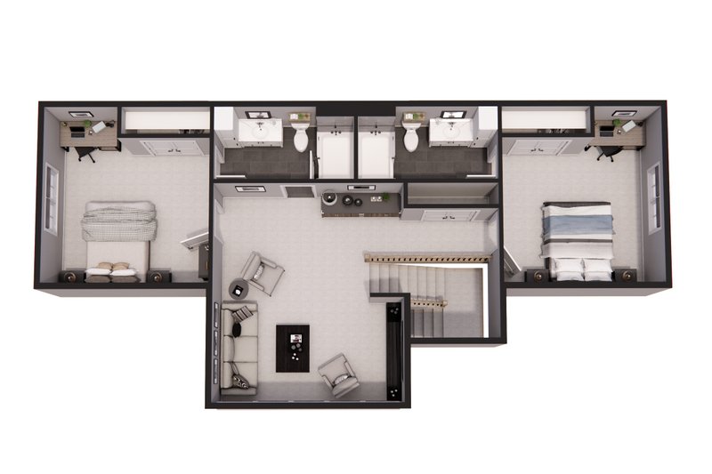 House Blueprint - Floor Plan - Upper Floor 1 for Farmhouse House Plan #51-1302 - 3 bed, 3.5 bath
