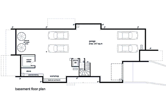 Floor Plan - Lower Floor for Modern House Plan #496-15 - 4 bed, 3.5 bath