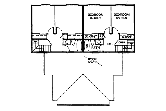 Floor Plan - Upper Floor for Modern House Plan #303-252 - 2 bed, 1.5 bath