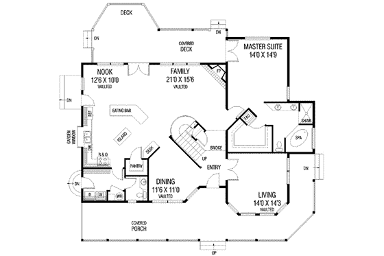 Floor Plan - Main Floor for Farmhouse House Plan #60-130 - 3 bed, 2.5 bath