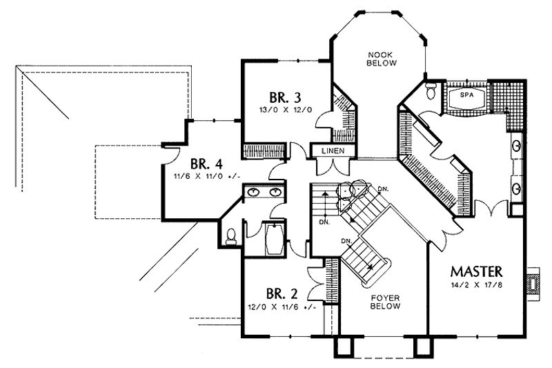 Architectural House Design - Floor Plan - Upper Floor for Mediterranean House Plan #48-741 - 4 bed, 2.5 bath