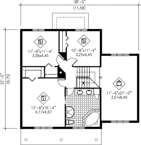 Traditional Floor Plan - Upper Floor Plan #25-4257