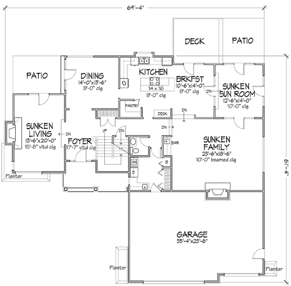 Architectural House Design - Contemporary Floor Plan - Main Floor Plan #320-1129