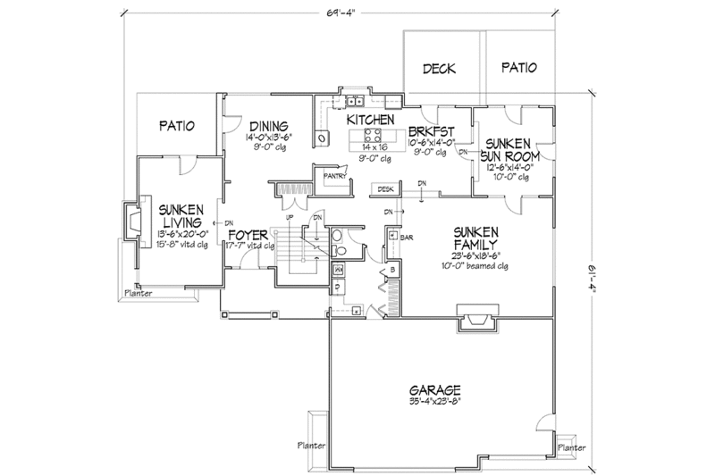Home Plan - Floor Plan - Main Floor for Contemporary House Plan #320-1129 - 4 bed, 2.5 bath
