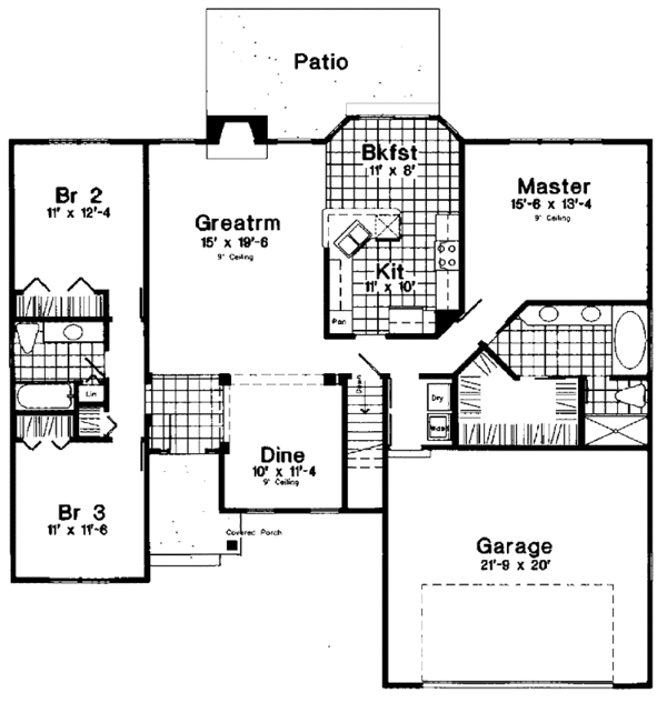 Home Plan - Country Floor Plan - Main Floor Plan #300-118